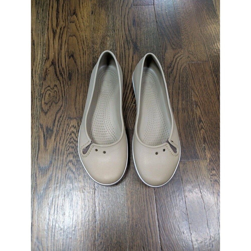 Crocs Crocband Prima Ballerina Ballet Flats Comfort Shoes Women’s Sz 9W Beige